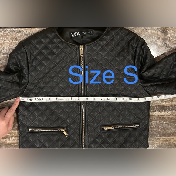 ZARA FAUX LEATHER CROPPED QUILTED JACKET - Picture 13 of 14